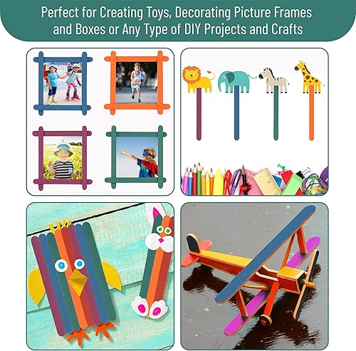 Vista 69 de Mr. Pen - Palitos de paletas de colores, palitos de madera de colores arcoíris para manualidades, paquete de 200, 4.5 pulgadas, suministros