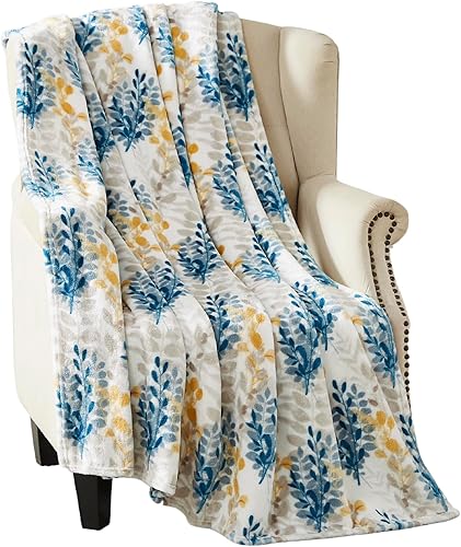 Miniatura 1 de Manta de decoración para el hogar de otoño impresión contemporánea de hojas de acuarela de otoño en vellón de terciopelo blanco suave para sala de