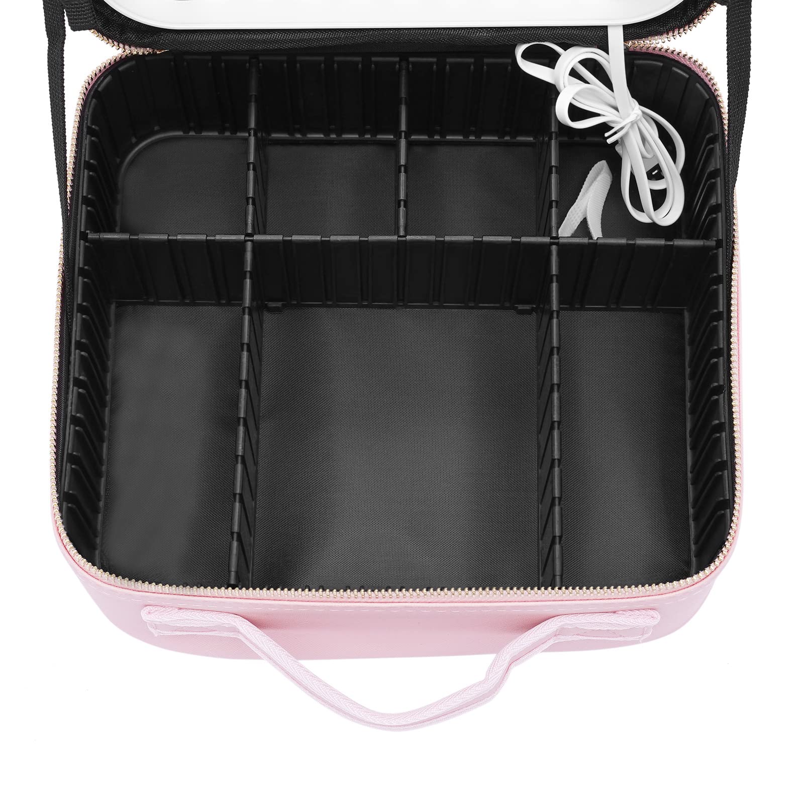 Trousse de maquillage avec miroir LED, grande capacité, trousse de rangement pour outils, pinceaux de maquillage, boîte de rangement portable, rose, Rose, m, Style moderne