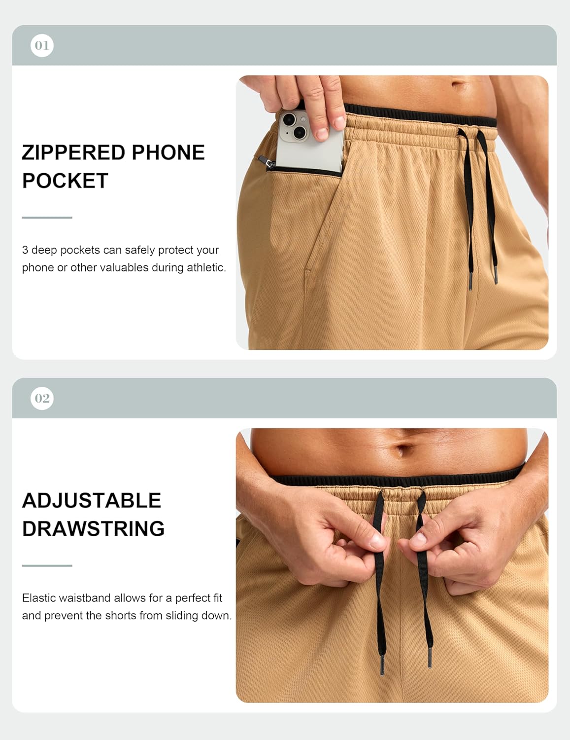 G Gradual Men's Long Basketball Shorts with Zipper Pocket 11'' Quick Dry Gym Shorts Lightweight Mesh Athletic Shorts for Men - Image 4