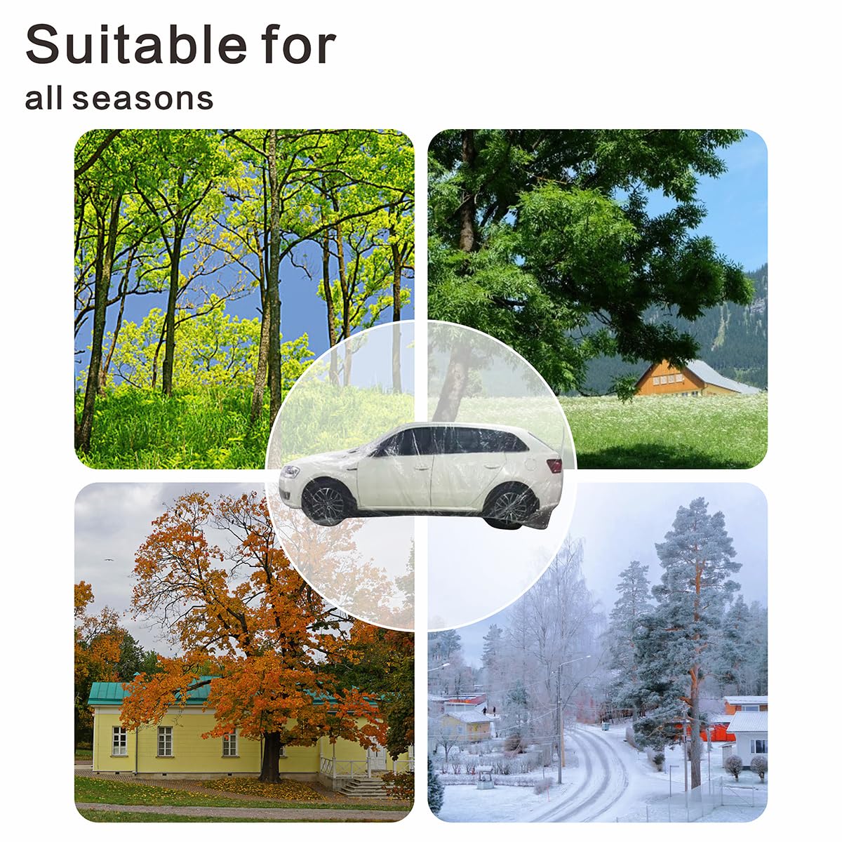Clear Plastic Car Cover 4 Pack Universal 12 5 x 21 7ft Disposable Full Car Cover with Elastic — view 5
