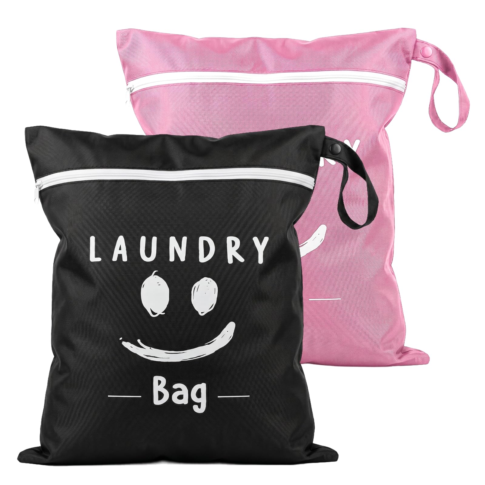 Zirax 2 Pcs Large Travel Laundry Bag, 48 X 38Cm Waterproof Washing Bags With Zipper & Handle, Portable Dirty Clothes Organiser For Gym, Swimming, Camping, Dormitory