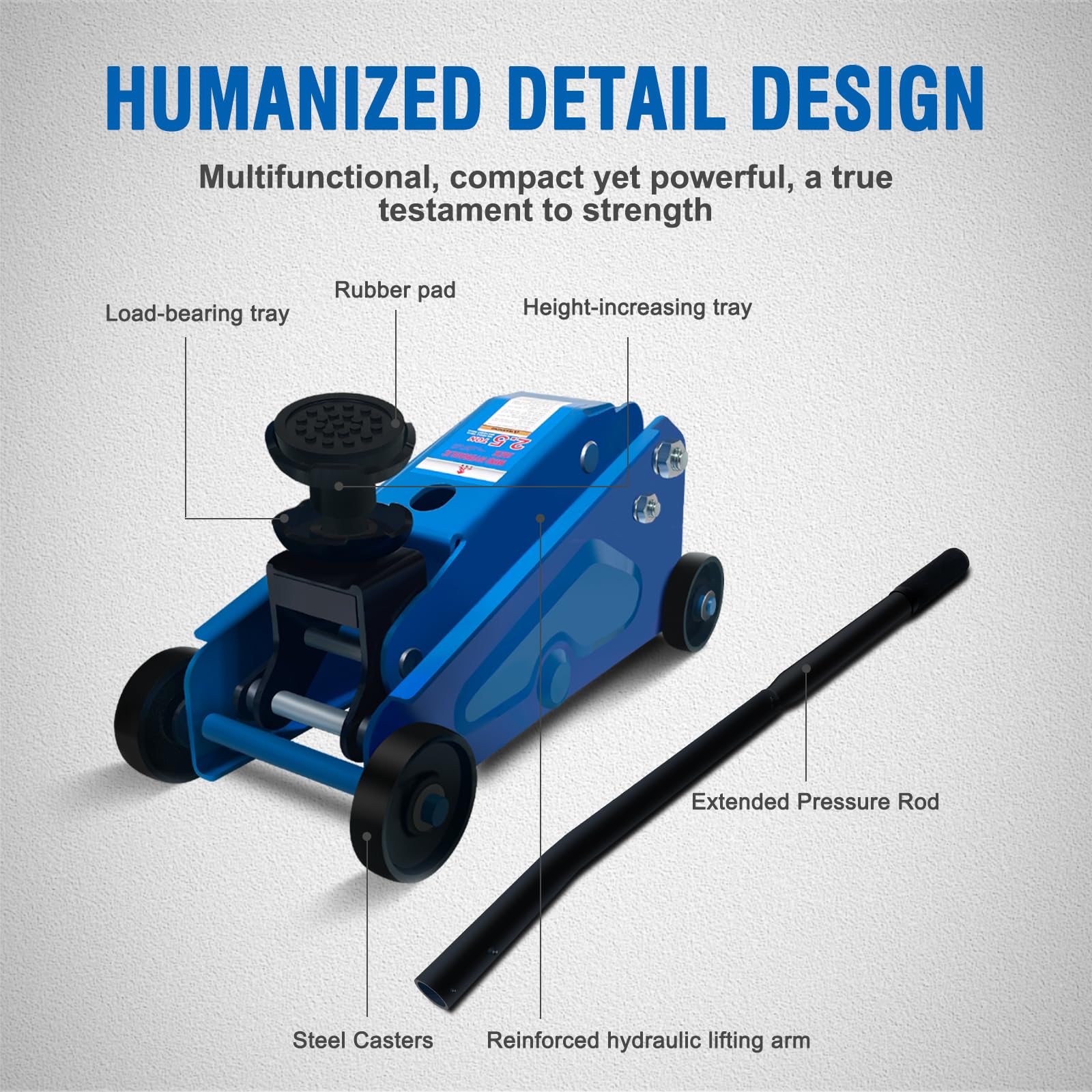 Hydrauliczny mini podnośnik samochodowy, 2,5 t, podnośnik samochodowy ze zwiększoną uszczelką, zakres podnoszenia 10,5 cm – 41,5 cm