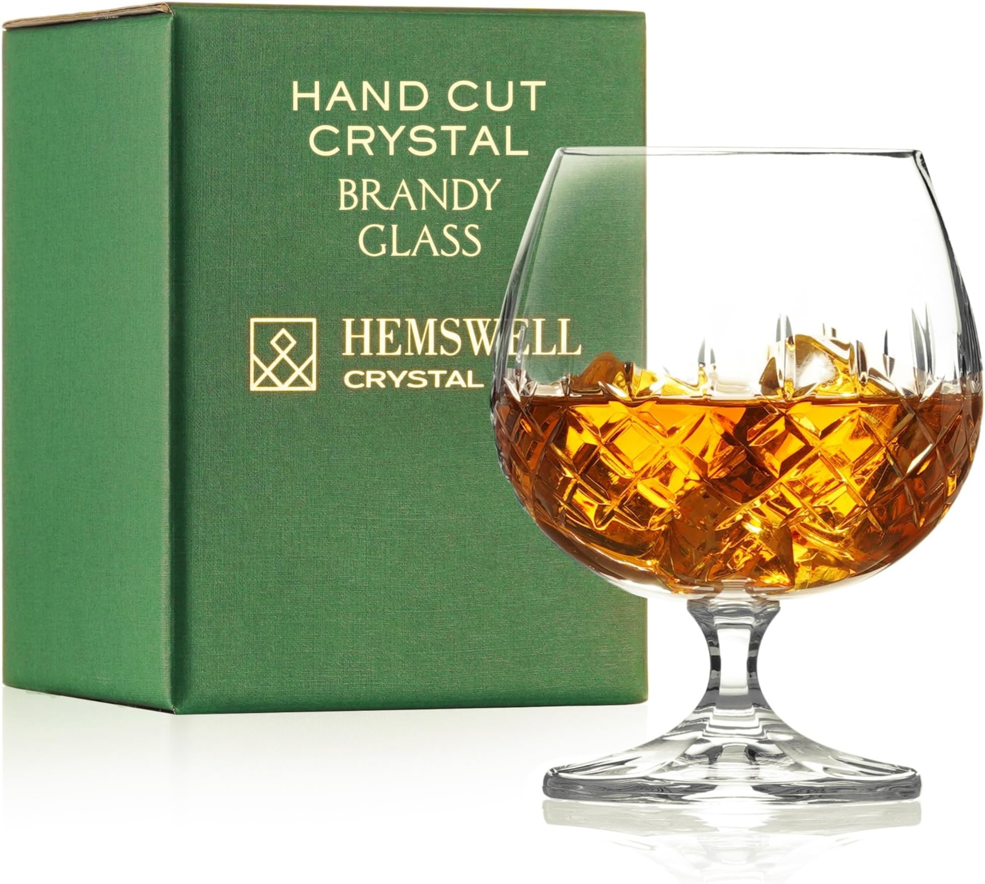 Single Brandy Glass Goblet Elegant Cut Crystal Brandy Glasses with Presentation Box Shock Resistant Snifter Glass for Cognac 250ml European Crystal Wicklow Design