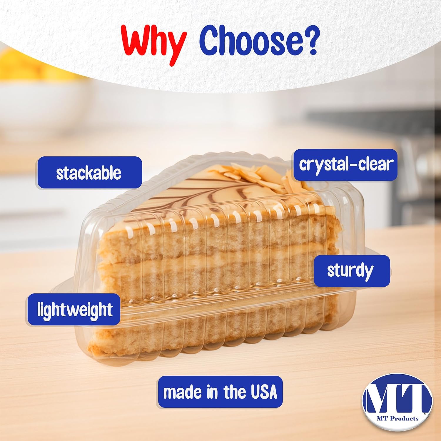 MT Products Hinged Extra Small Plastic Pie, Cheesecake, Cake Slice Container for Small Pies and Cakes (Pack of 20) - Made in The USA