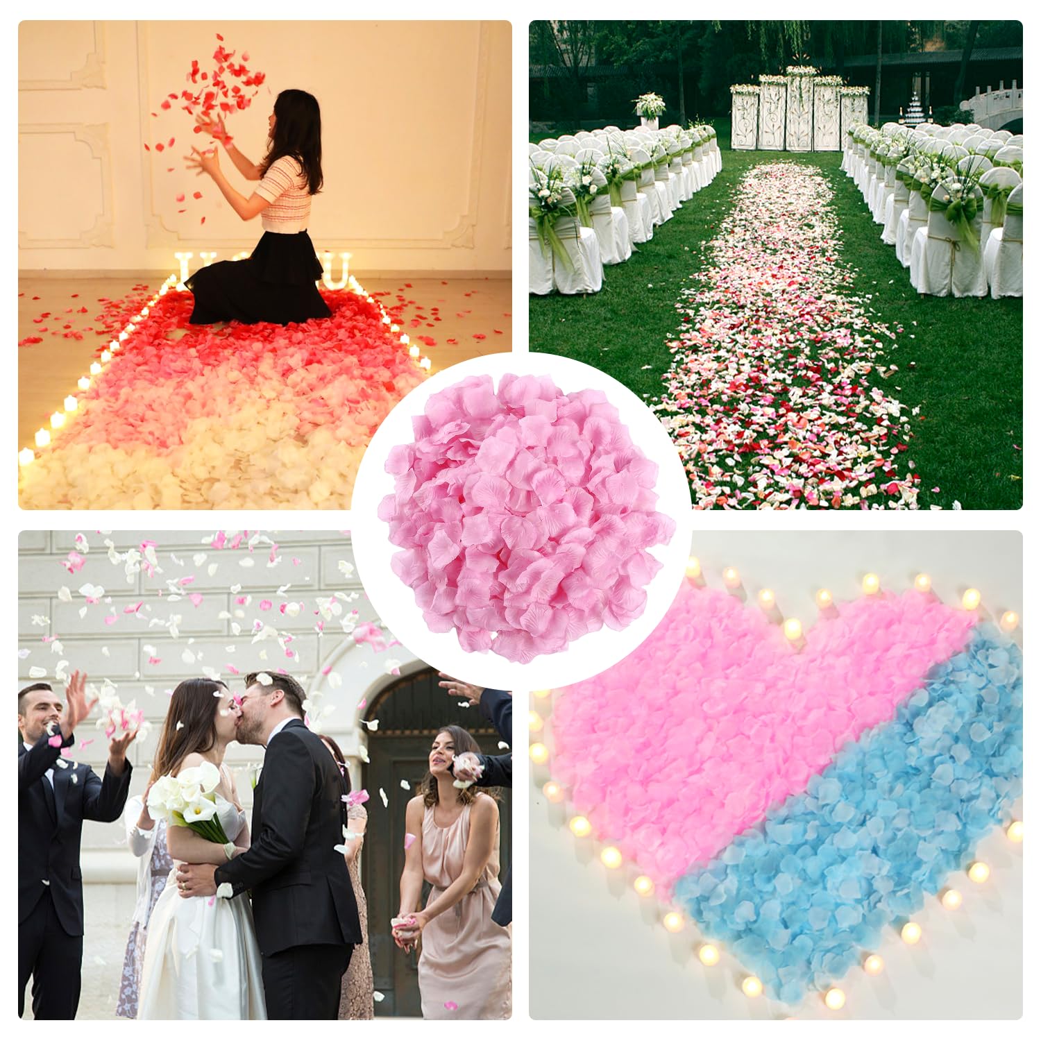 PFLYPF 1200 petali di rosa rosso scuro, petali di rosa artificiali, decorazioni per matrimonio, San Valentino e anniversari