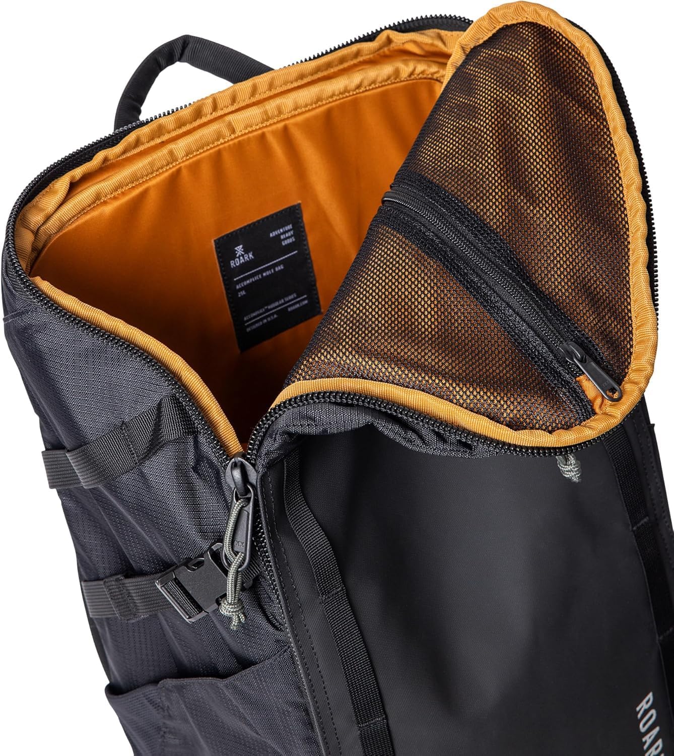 Roark Accomplice Mule 25L Travel Backpack for Men – Water-Resistant Adventure Daypack, Carry-On 14” Laptop Backpack, Zippered Mesh Storage, Hidden AirTag Pocket