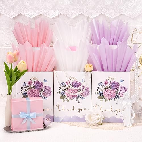 Miniatura 123 de Larcenciel Papel de seda dorado rosa, 120 hojas, papel metálico de regalo para bolsas de regalo, embalaje, flores, San Valentín, Navidad, boda, Oro
