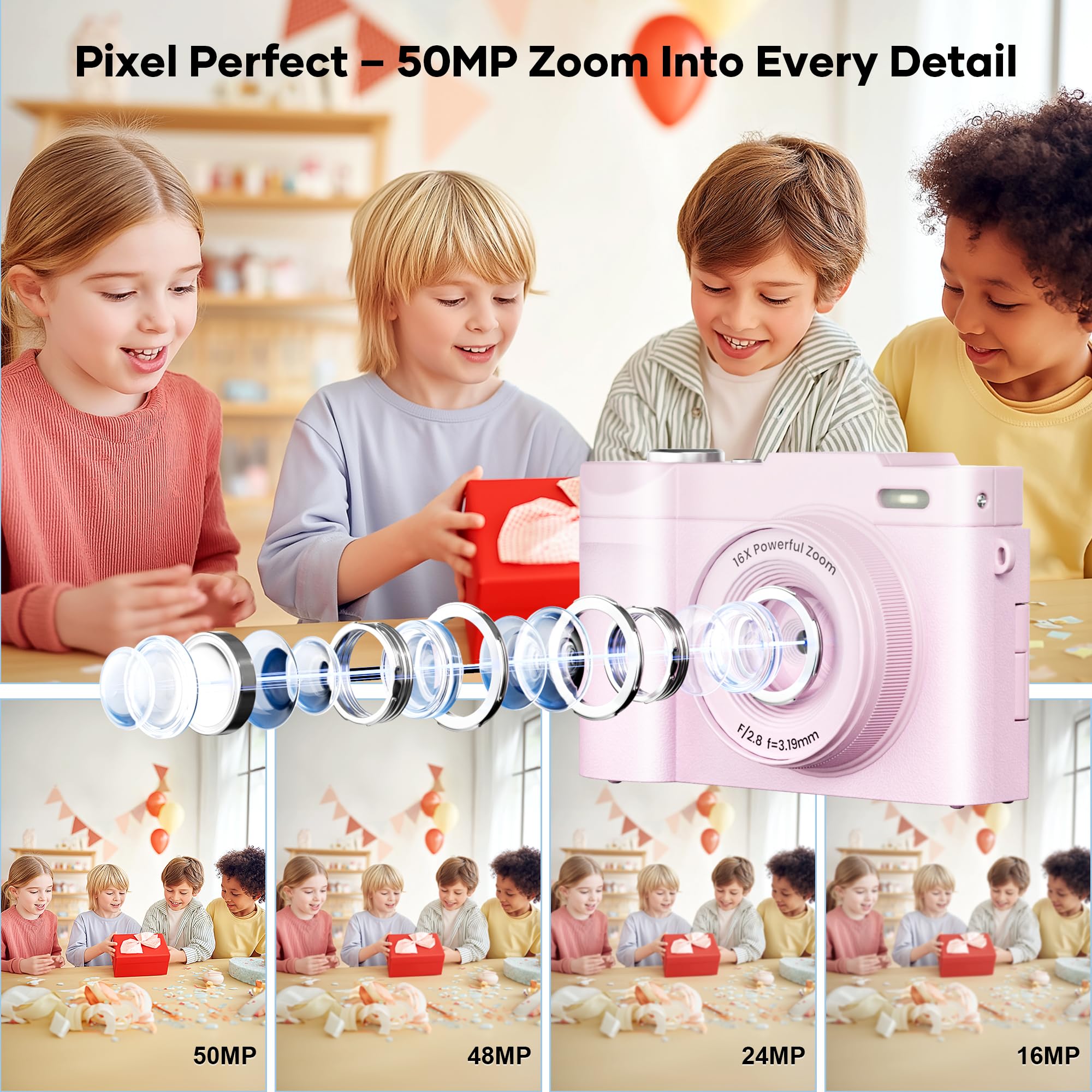 4K Digitalkamera für Fotografie Autofokus, Kompakte 50MP Kamera mit 180° Flip Screen, 16X Digitalzoom, Camara Fotografica mit 32GB Karte - Großartig für Vlogging und Lernen Fotografie