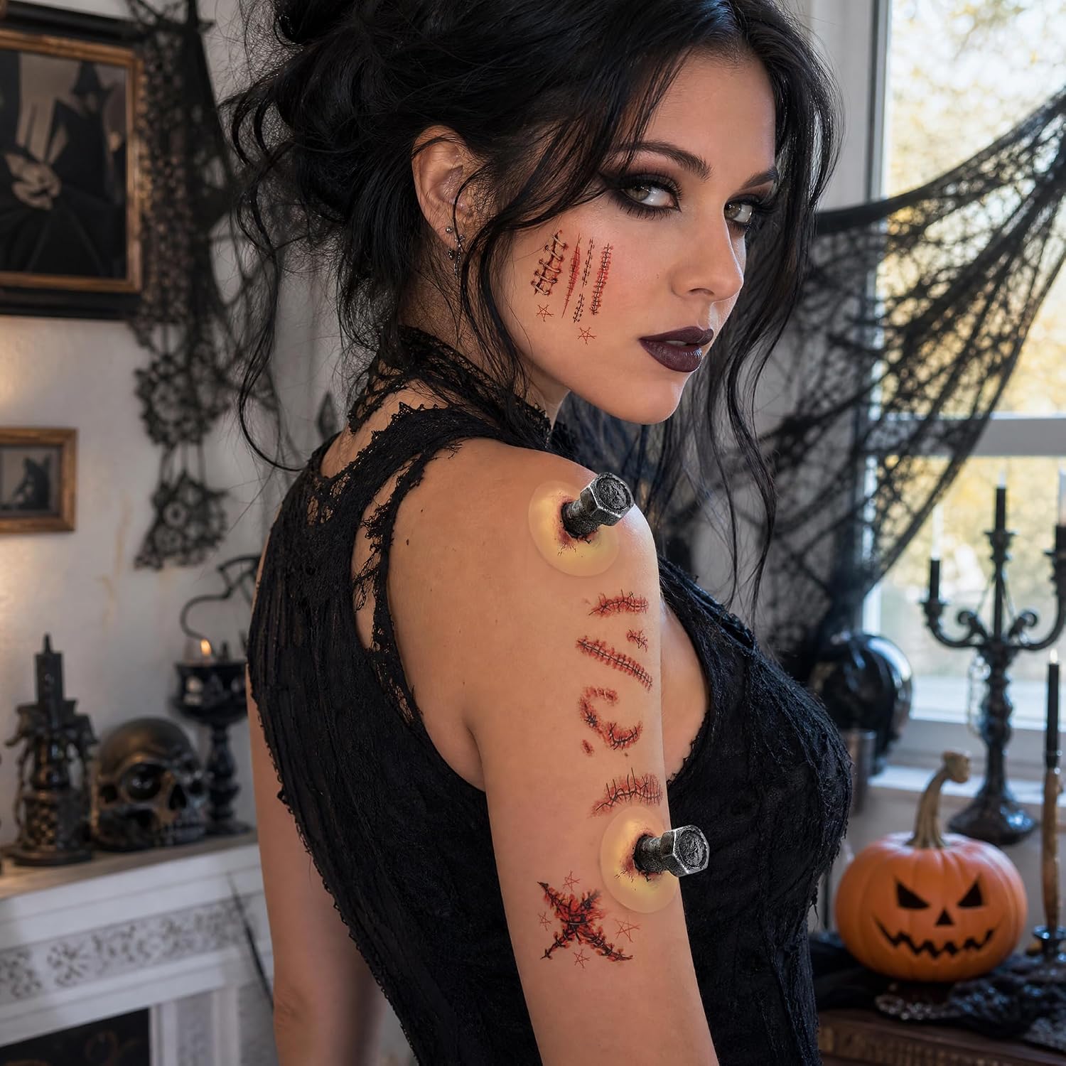 4/8 Pack Halloween Neck Bolt Prosthetics, Scary Monster Outfit Accessories
