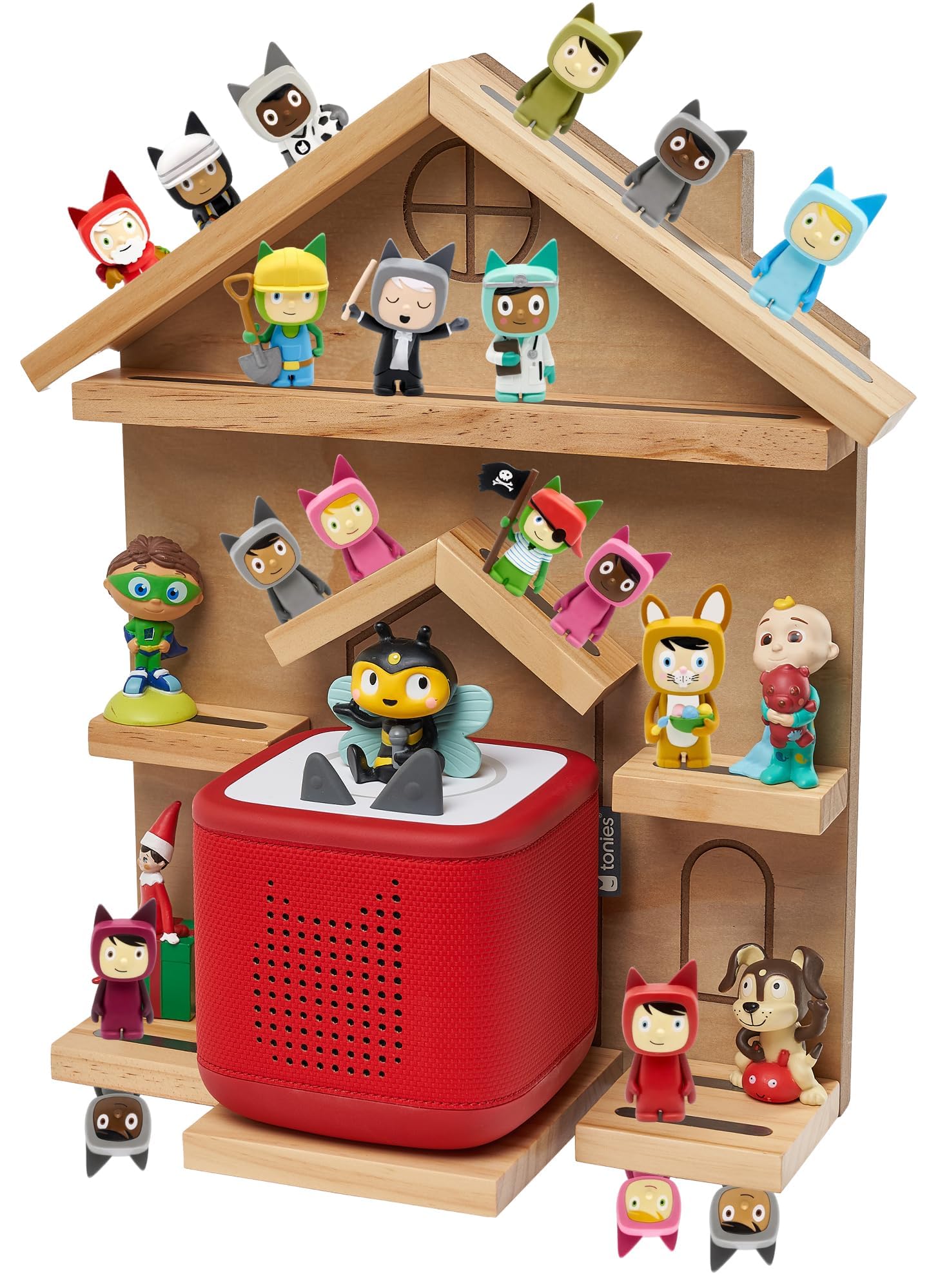 Gieanoo für Tonie Regal, Magnetisches Wandregal in Hausform, Aufbewahrungsregal aus Kiefernholz, kompatibel mit Toniebox 1/2, Tonie Player und zur Aufbewahrung von Tonies Figuren (Natürlich)