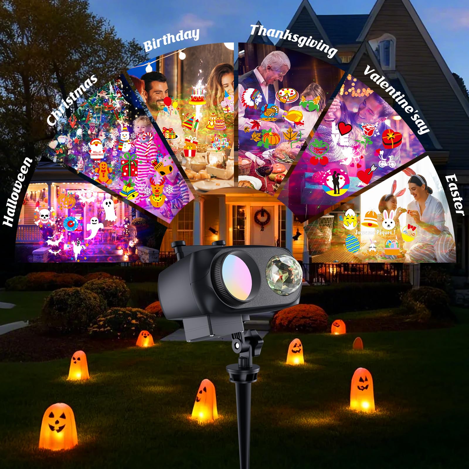 COOLWUFAN Halloween Weihnachten Projektor Licht für Außen und Innen Wasserdicht Fernbedienung 20 HD Effekt 3D Ozeanwelle Muster für Garten Dekoration