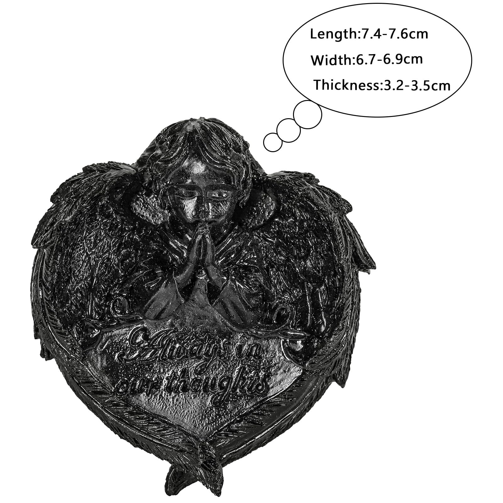KYEYGWO Obsidian Heart Stone Angel Figurine Decor Reiki Healing Crystal Stone Guardian Angel Statue Resin Love Peace Ornament - Image 2
