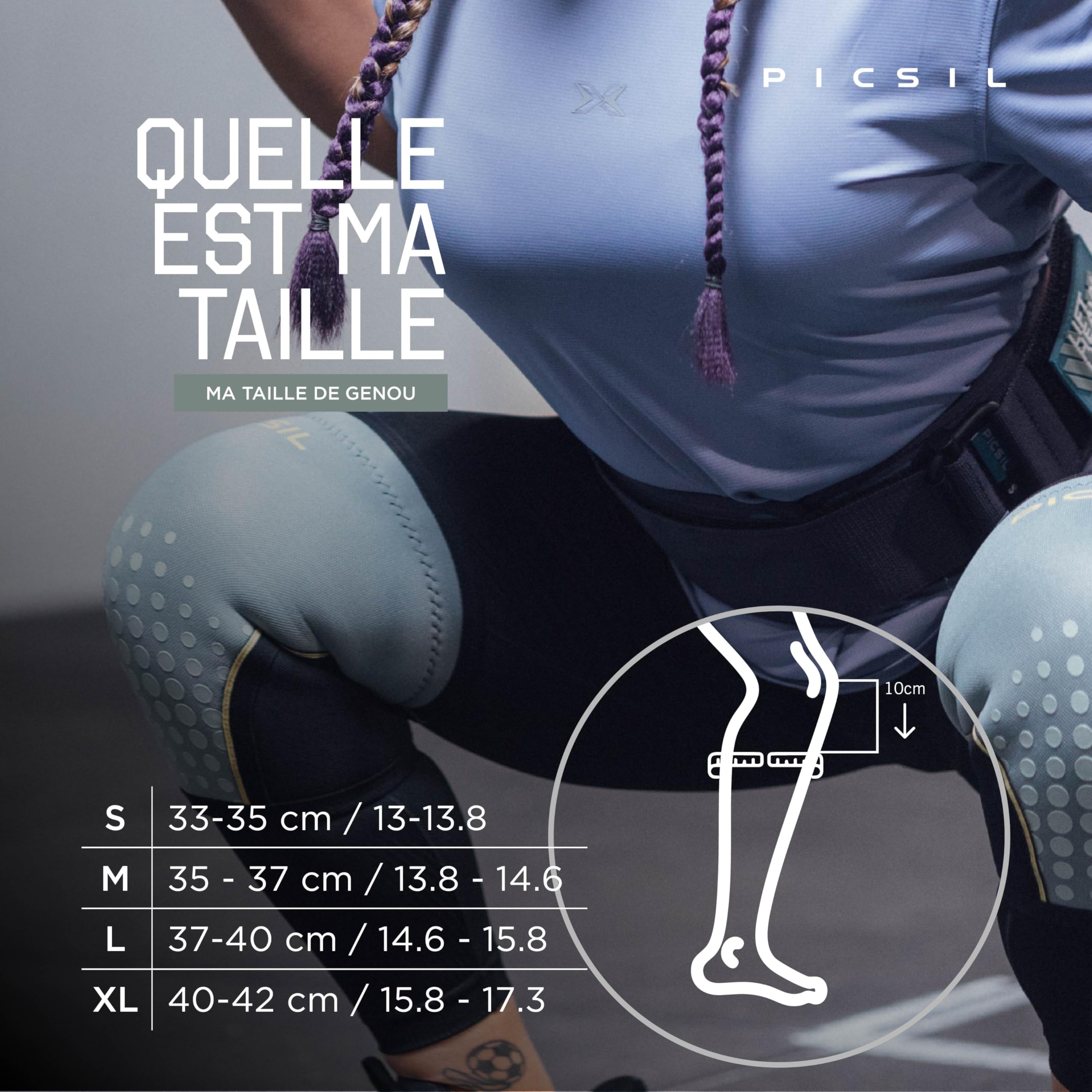 PICSIL Genouillères Rigides Néoprène 10mm Crosstraining Powerlifting Haltérophilie Unisexe