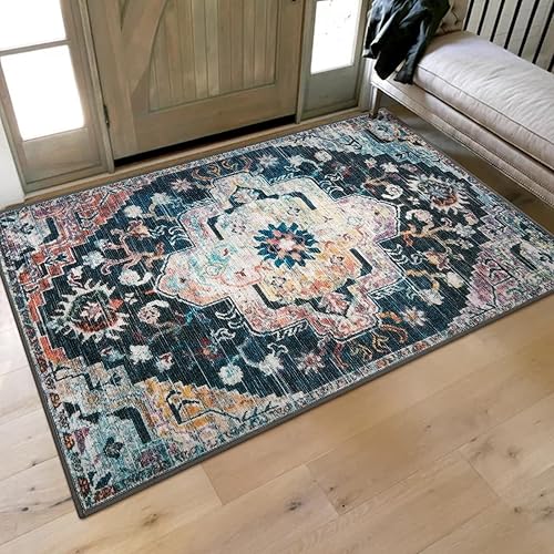 Miniatura 50 de Collive Tapete lavable para puerta de interior, antideslizante, alfombra de entrada retro de 24"x36", tapete de entrada de pelo bajo envejecido para