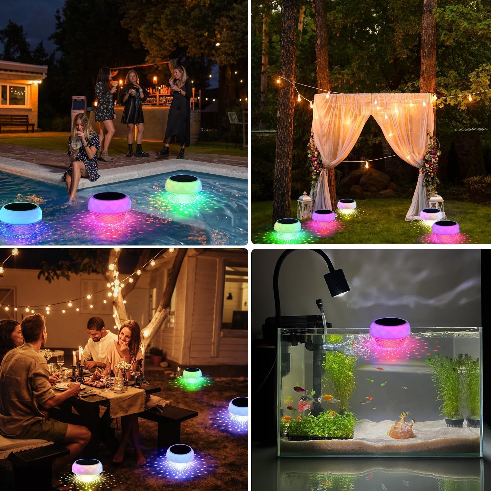 Poolbeleuchtung Solar, Pool Zubehör, Pool Licht RGB LED Dimmbar Mit Fernbedienung, Whirlpool Zubehör, IP68 Wasserdichte, Schwimmbad Teich Deko, Solarleuchten Garten Außen, 1200mAh Akku