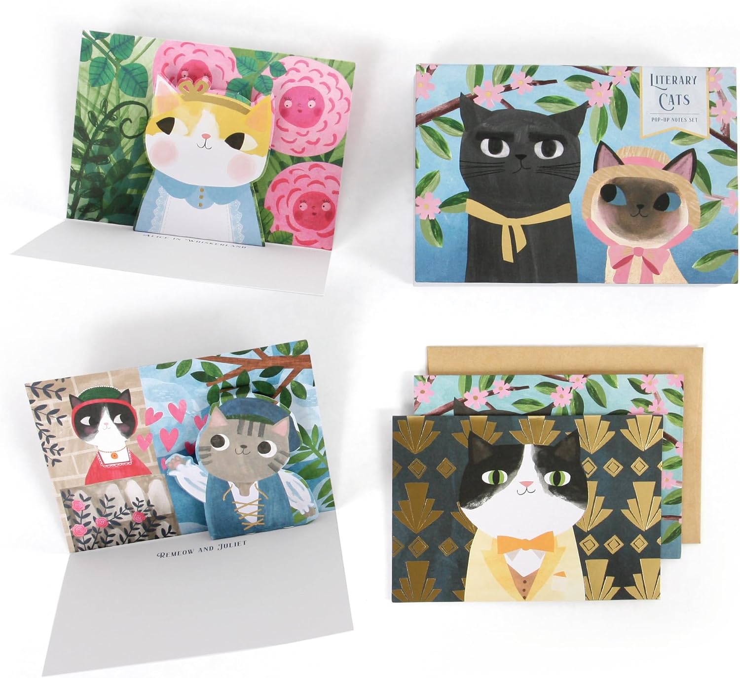 UWP LUXE Floral Pop-up Stationery Box Set - 8 Premium Cards & Envelopes with Gold Foil Accents, Die Cut Pop-Ups, Illustrated Keepsake Box - Perfect for Letter Writers & Floral Lovers