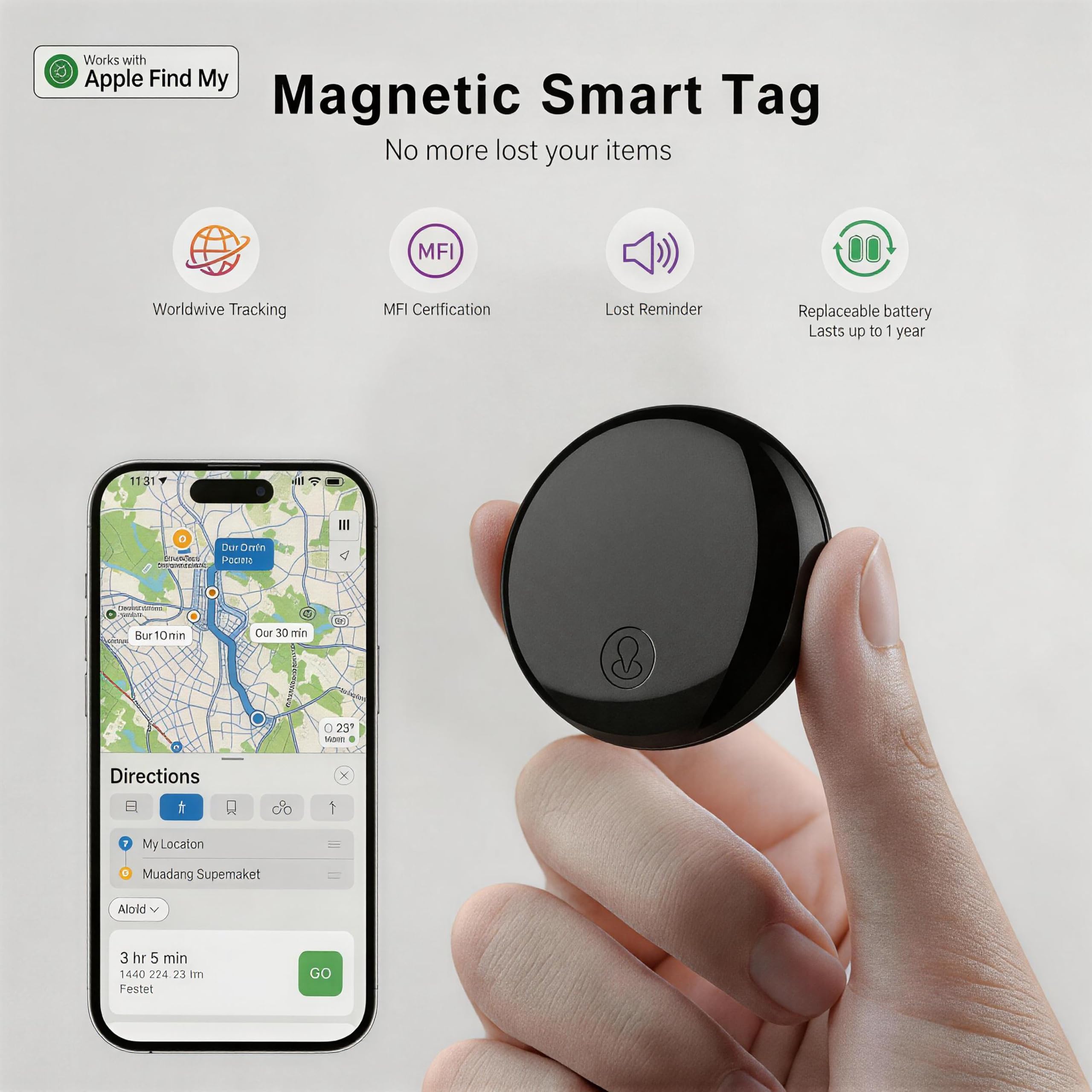 Rastreador GPS para perros y gatos, sin tarifa mensual, sin tarjeta SIM, posicionamiento en tiempo real y alertas inteligentes antipérdida, mini rastreador impermeable a prueba de caídas, batería de