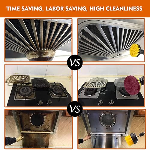 Miniatura 5 de Accesorios para cepillos de taladro, 20 almohadillas de limpieza y cepillo de esponja con varilla larga extendida multiusos para lechada, superficie