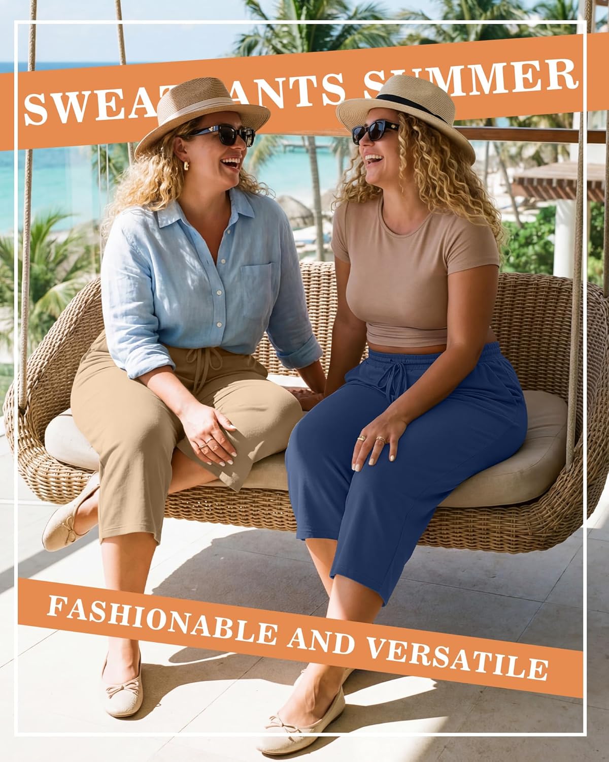 Huukeay 3 Pack Women's Plus Size Capris Wide Leg Yoga Capri Sweatpants Drawstring Loose Fit Summer Cropped Pants with Pockets - Image 2