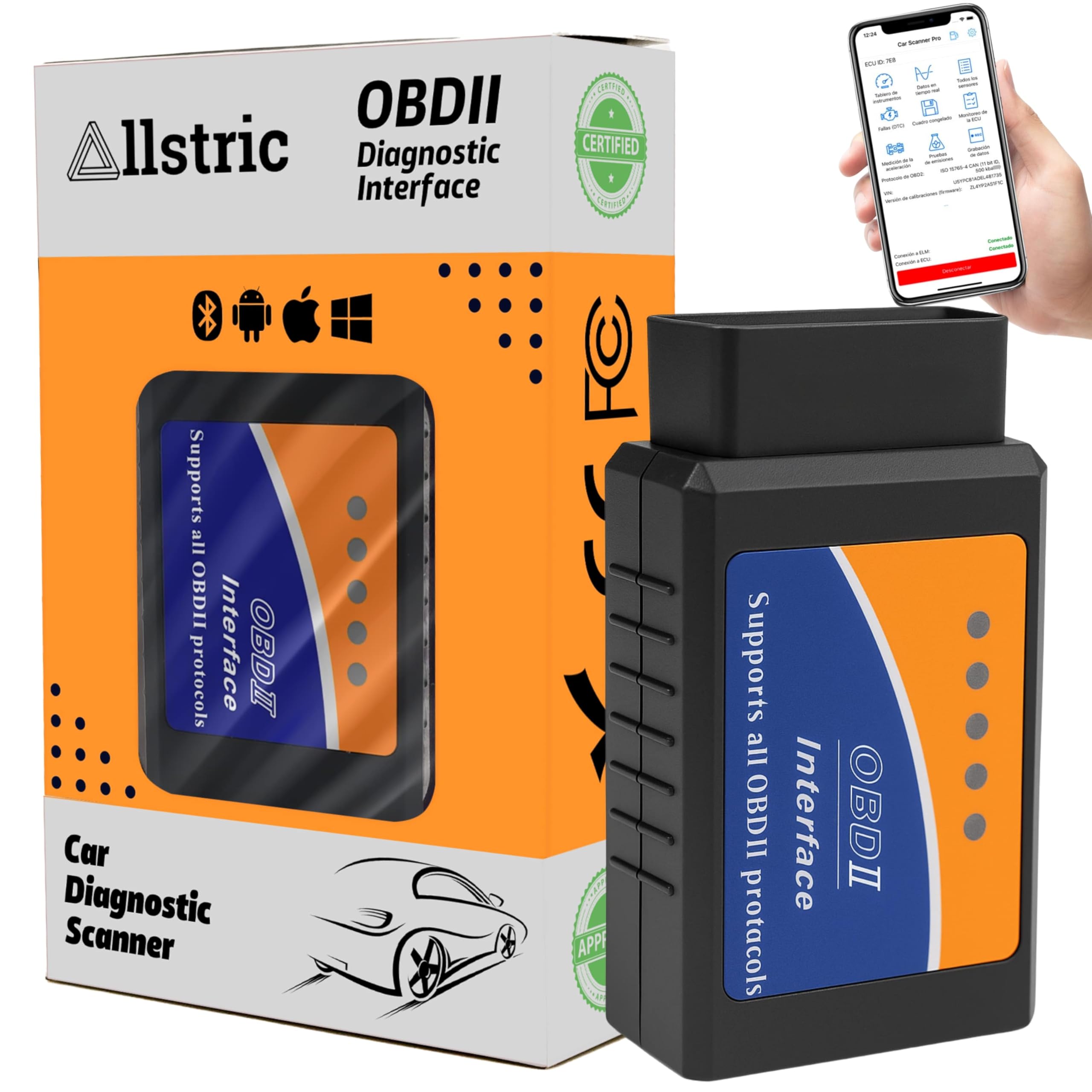 OBD2 Diagnosi Auto OBD Italiano: Multimarca Scanner OBD2 Italiano-Lettore di Motore OBDII Strumento Professionale per Lettura Strumento di Diagnosi OBD2 per Auto Compatibile con BMW Mercedes VW Ford