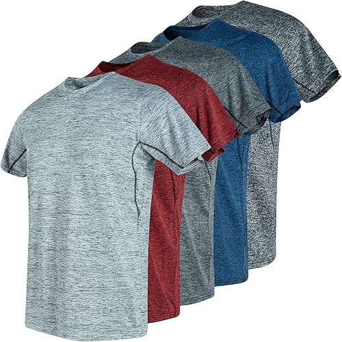5 Pack Mens Gym Shirts for Men Workout Tshirts Shirts for Men Pack, Men's Athletic Shirts & Tees, Dri Fit Shirts for Men