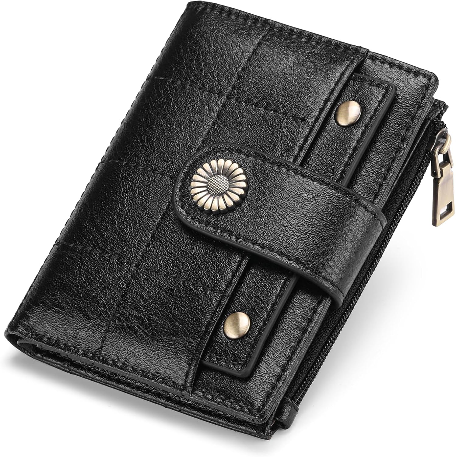 SENDEFN Small Wallets for Women Leather RFID Blocking Bifold Zipper Pocket Wallet with ID Window - Image 8