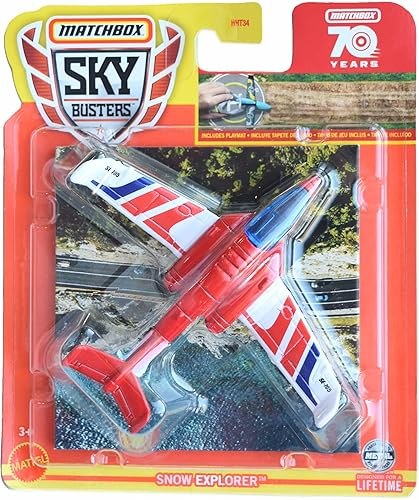Matchbox Sky Busters 70 Years Snow Explorer, avión rojo a escala 1:64, caja de regalo para niños, más de 36 meses