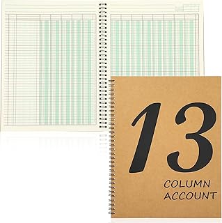 2 Pcs 13 Column Ledger Book 8.5 * 11inch Account Book Notebook Columnar Pad Columnar Pad 13 Columns Premium Analysis Pad K