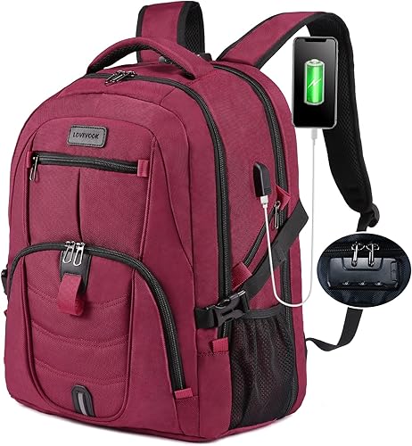 Miniatura 1 de Mochila grande de viaje y para laptop, es impermeable, antirrobo, con cerradura y puerto de carga USB, para negocios, hombres, mujeres, escuela,