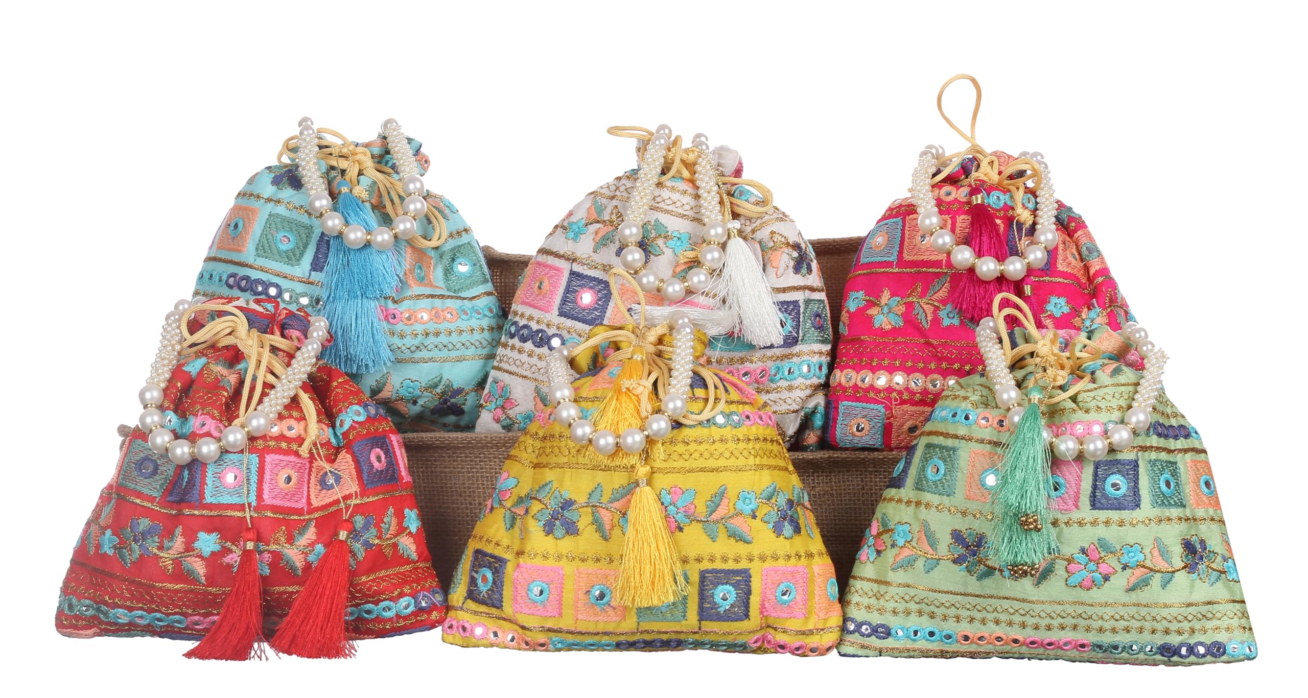 sainik's - access to quality Sainik's Rajasthani Style Royal Clutch Silk Batwa Bag, Rajasthani Style Ethnic Bags, Women's Zari Work Clutch and Batwa Bag Set, Gift bag, wedding returnt gift potli-picture-50