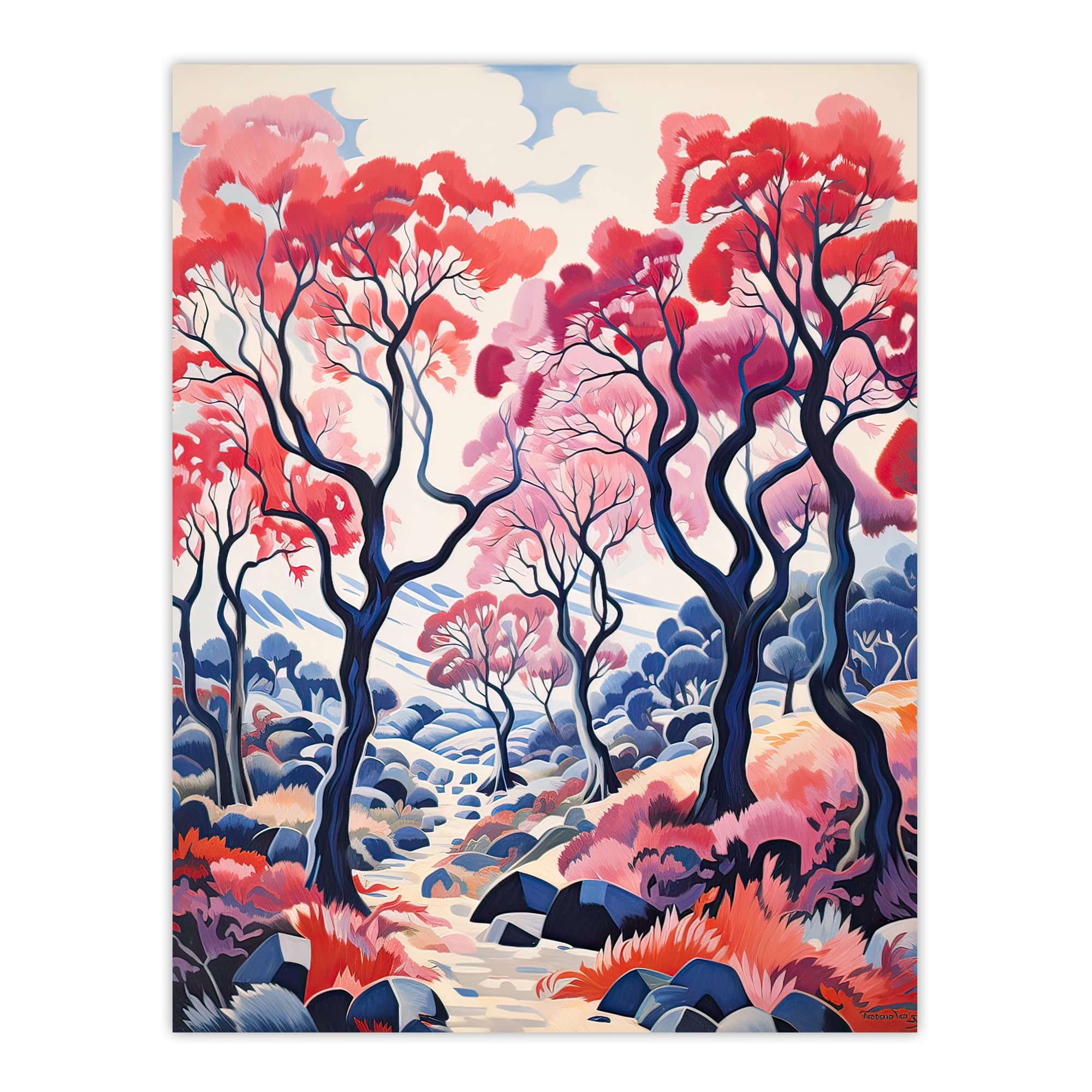 Artery8 - Poster Picture - Autumn Trees Countryside Landscape - W18" x H24" - Pink