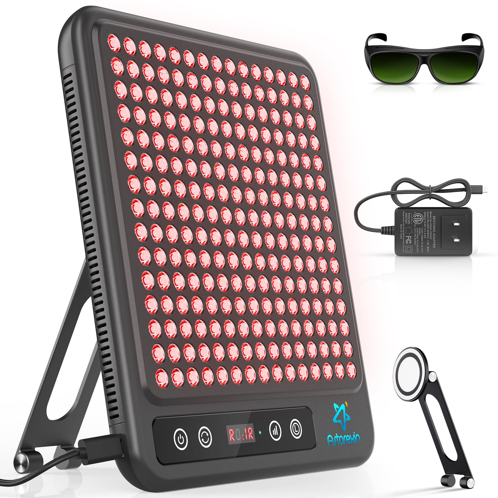 Red Light Therapy Panel, 225 Dual-Chip LEDs with 660nm Red & 850nm Near Infrared Light for Face, Skin, Sleep, Body Relaxation, Portable Therapy Panel with Stand & Timer
