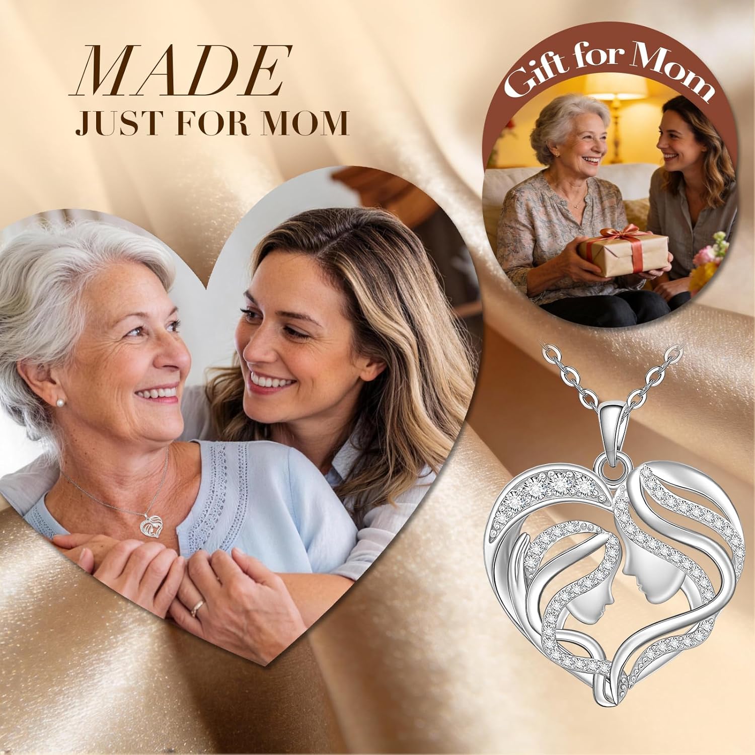 Fenthring Mothers Day Gifts for Mom Mother Son Necklace from Son Daughter Heart Necklaces Sterling Silver for Mom Wife - Image 2