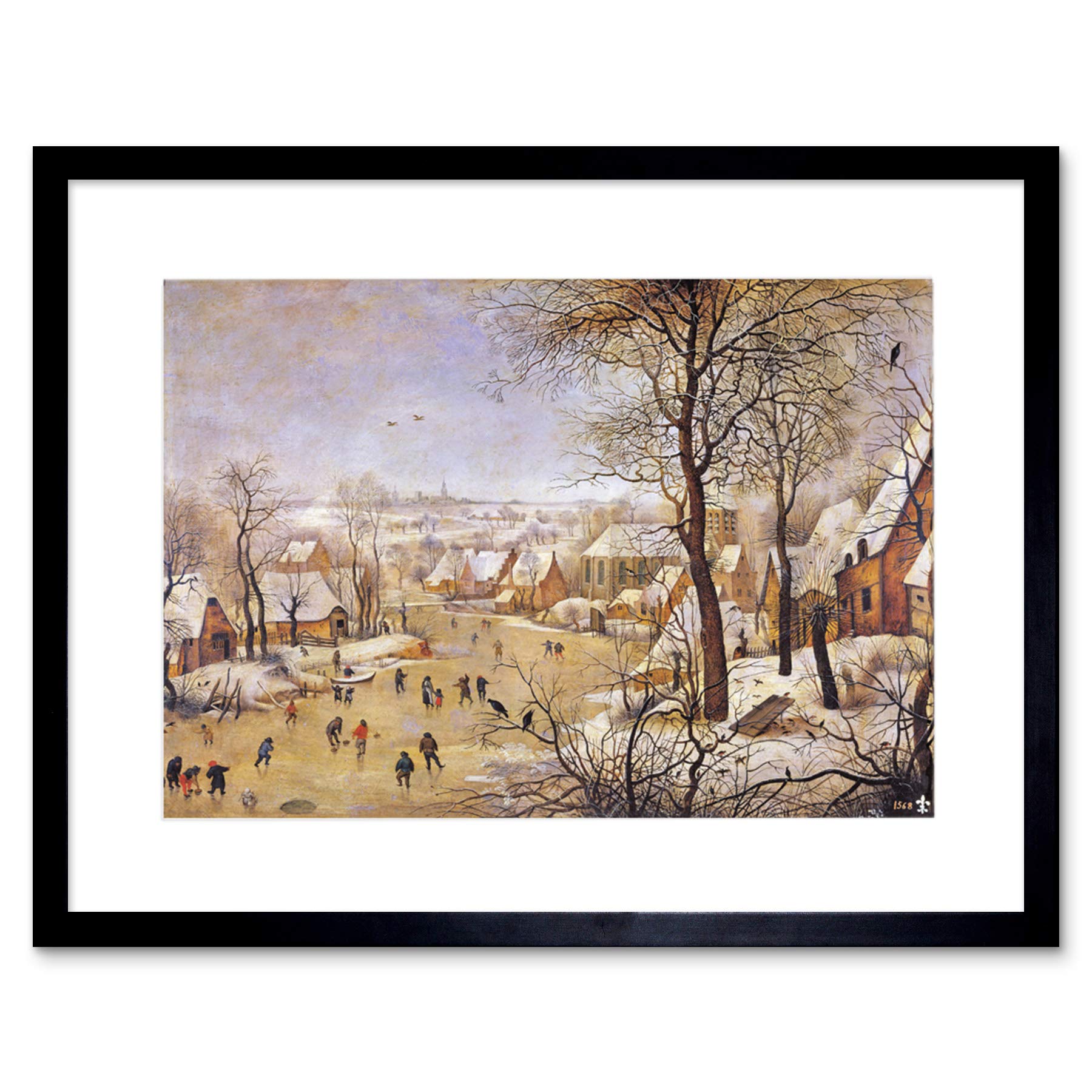 Wee Blue Coo Painting Landscape Brueghel Winter Bird Trap Framed Wall Art Print