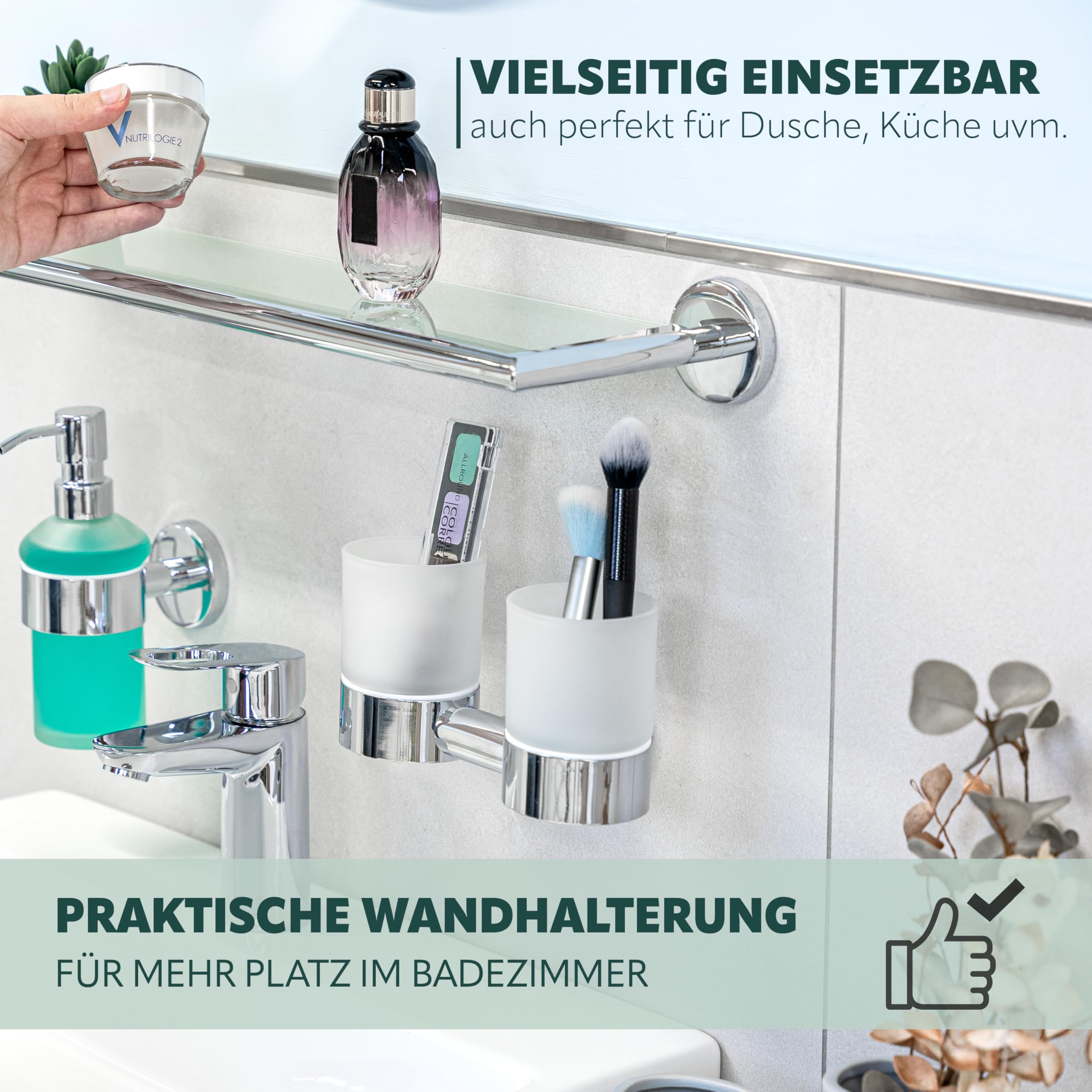 bremermann Bad-Serie LUCENTE - Glasablage mit hochgl�nzendem Edelstahl-Rahmen inkl. Klebeset, Badablage - Glasregal ideal f�r Bad und Dusche, Badablage aus Glas und Edelstahl, verchromt