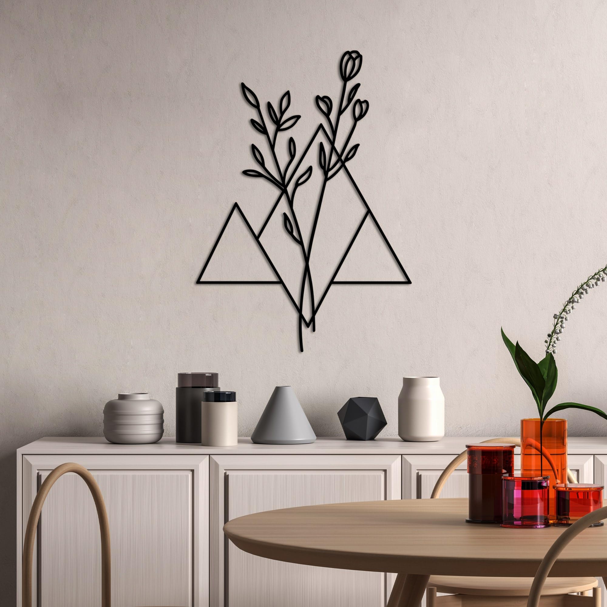 Hanah Home Stylish Black Decorative Metal Wall Accessory, 70 x 50 cm, 100% Metal (1.5 mm), Lightweight (0.3 kg), Easy Wall Mounting for Modern Decor