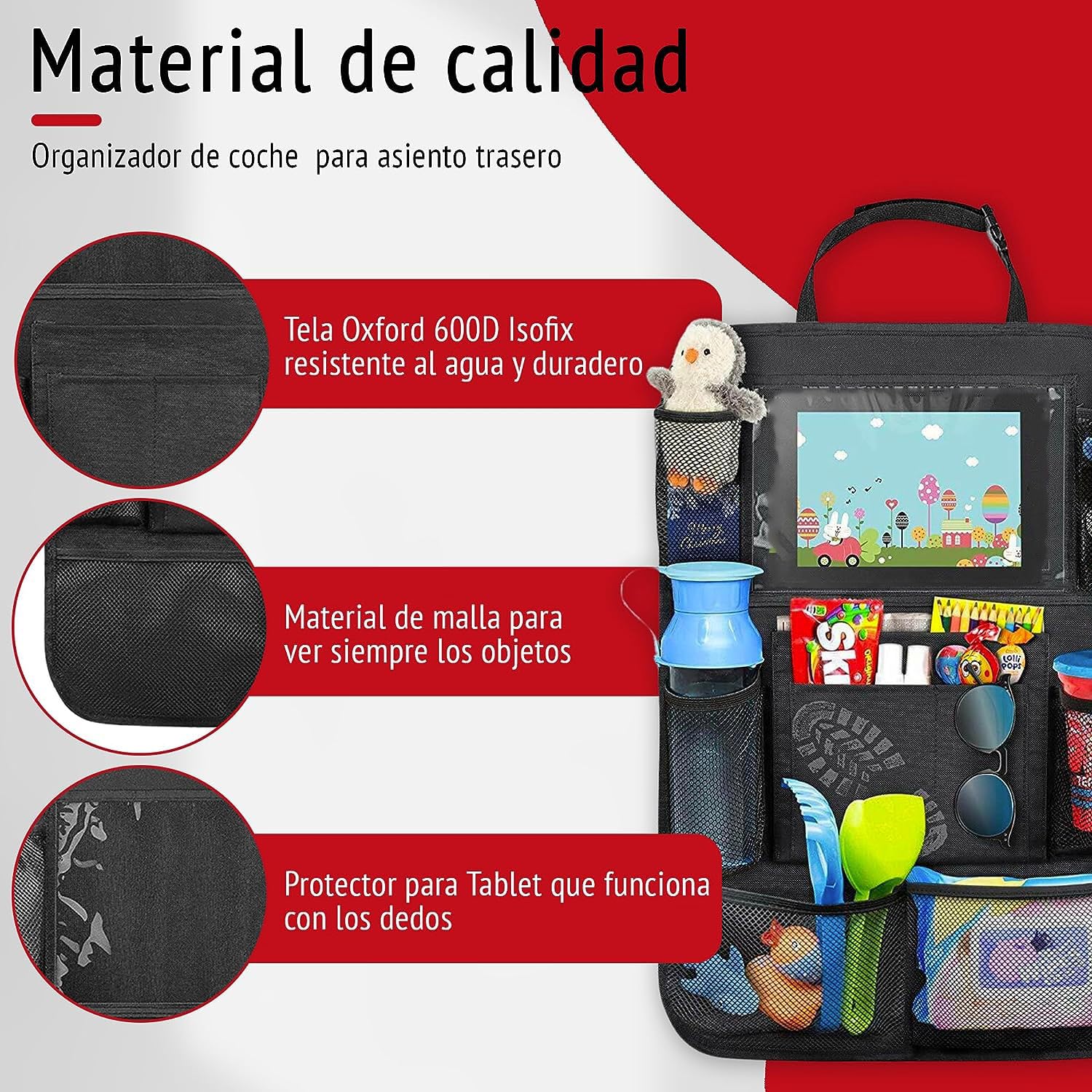KWAYA 2 Piezas Organizador de Asiento de Coche para Jeep Cherokee/Commander/Compass/Renegade, Multi-Bolsillo Protector Trasero del Asiento de Coche para Niños