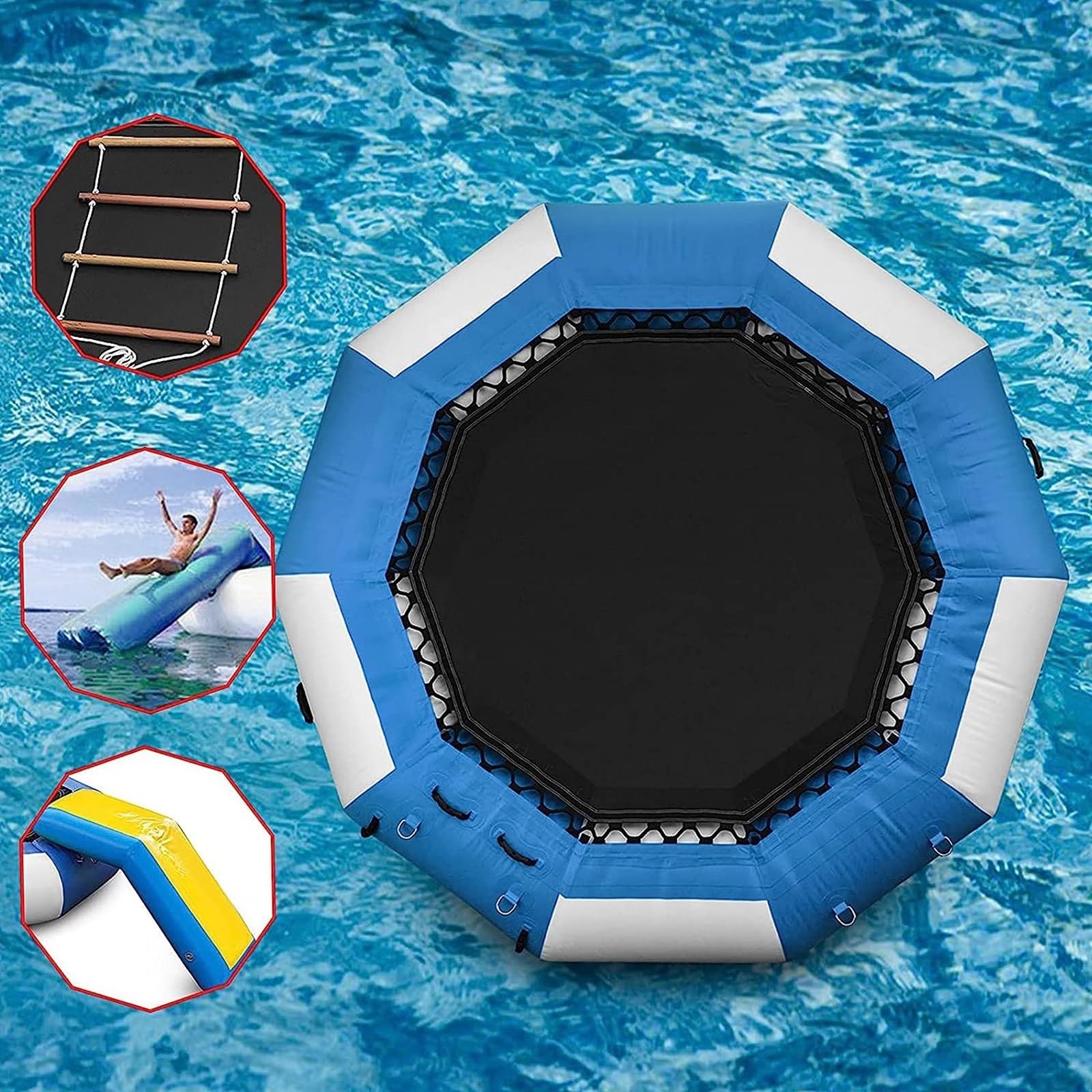 NOWLIN Piattaforma gonfiabile di nuoto dell'acqua del trampolino della spruzzata dell'acqua con scala mobile e scala di sport acquatici, 1.5m/5ft