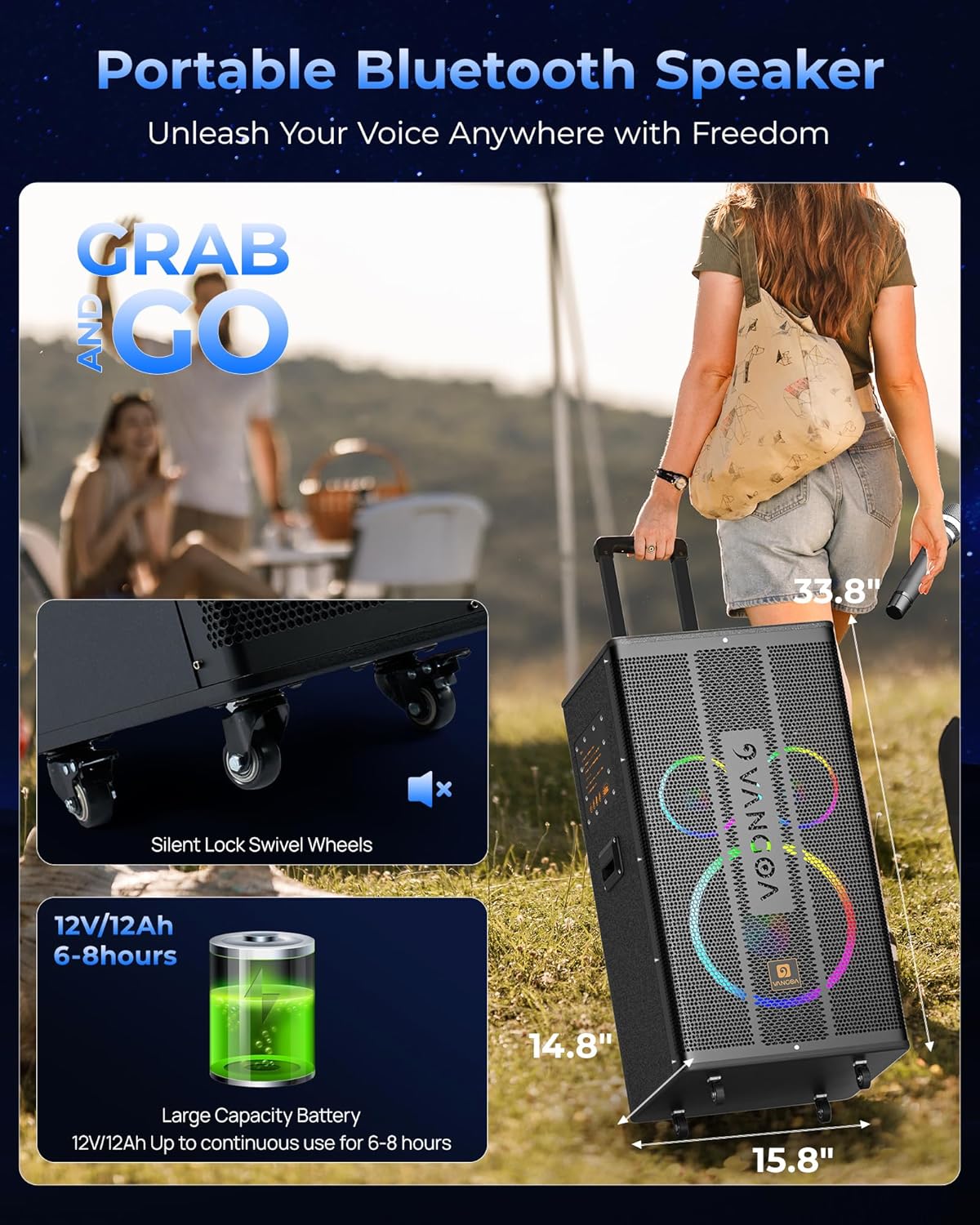 Vangoa VK80 Pro Portable Design with Wheels and Battery