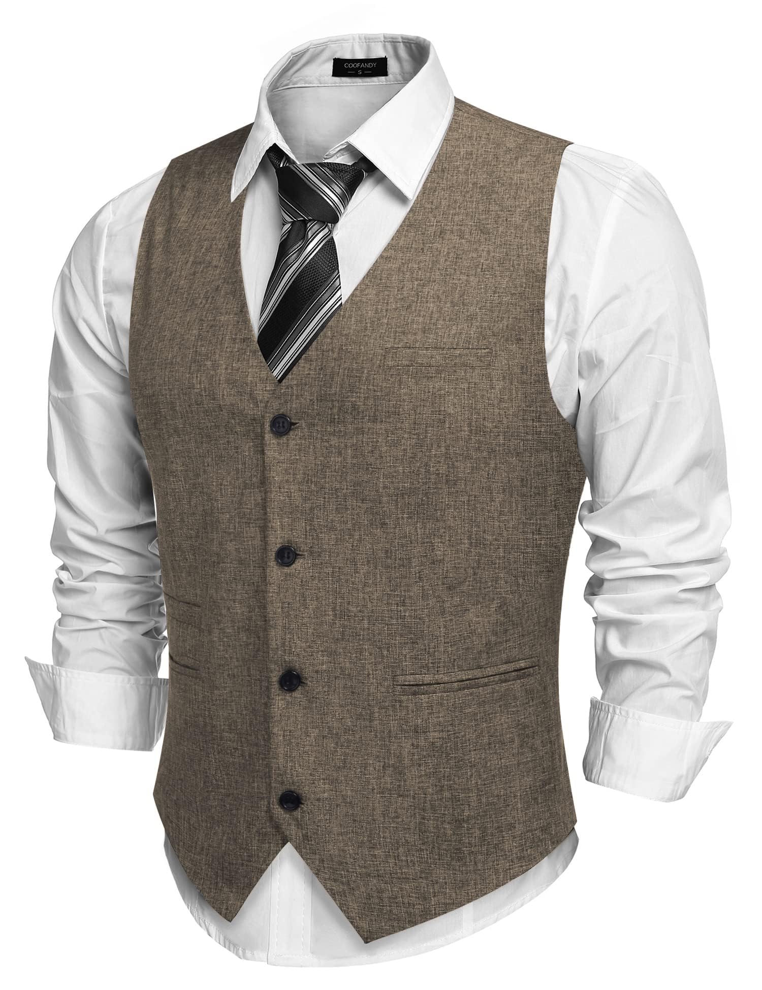 COOFANDYMen's Casual Business Vests Lightweight Waistcoat Slim Fit Suit Vest