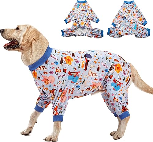 Miniatura 1 de LovinPet Pijama para perros grandes, alivio de la ansiedad de mascotas, pijama de protección solar para perros, tela de punto elástica ligera,