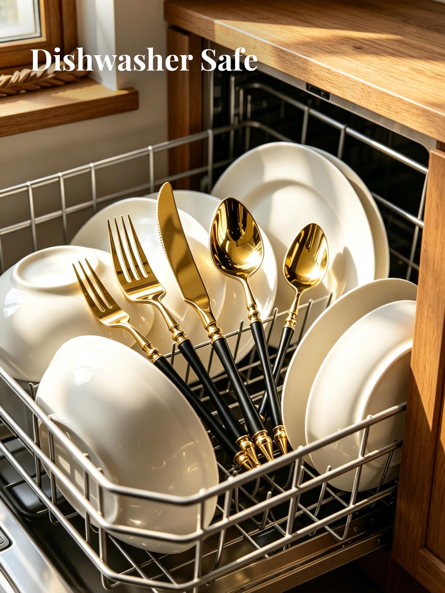 Black Gold Silverware Set for 6 Modern 30 Piece Flatware Cutlery Utensils — Amazon image 6