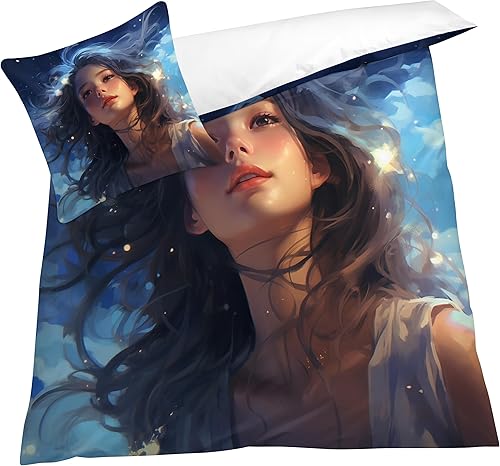 Miniatura 7 de OmErsa Funda de edredón de bruja tamaño California King, juego de ropa de cama para niñas y niñas, 3 piezas, funda de edredón con estampado de