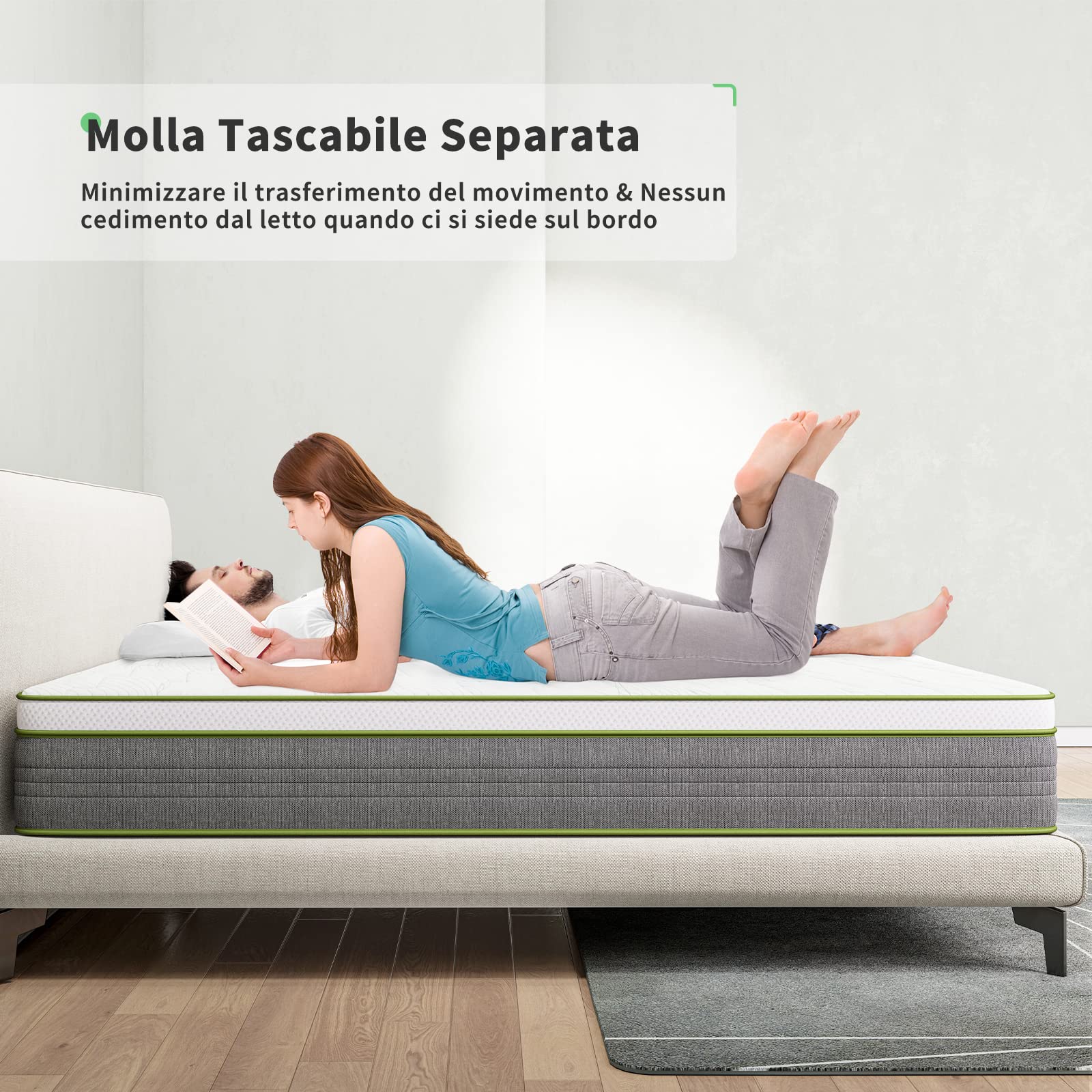 Novilla Materasso 160x190 Ibrido, Materasso Matrimoniale Molle Insacchettate e Schiuma Comfort Altezza 26cm, Mid-resistentissimo Isolamento del Movimento Fresco e Traspirante