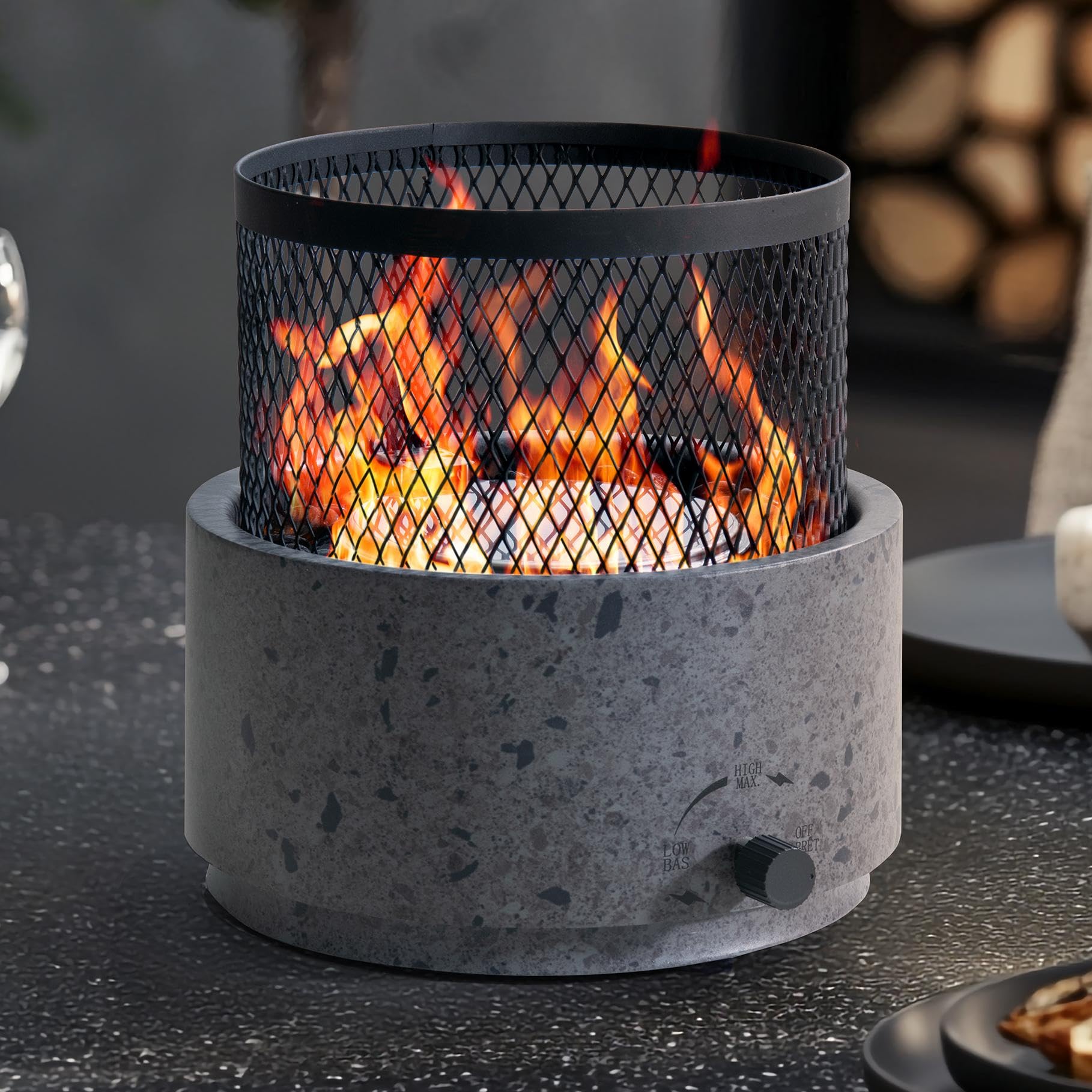 SUNJOY 11000 BTU Tabletop Gas Firepit for Outdoor, 10 Inch Round