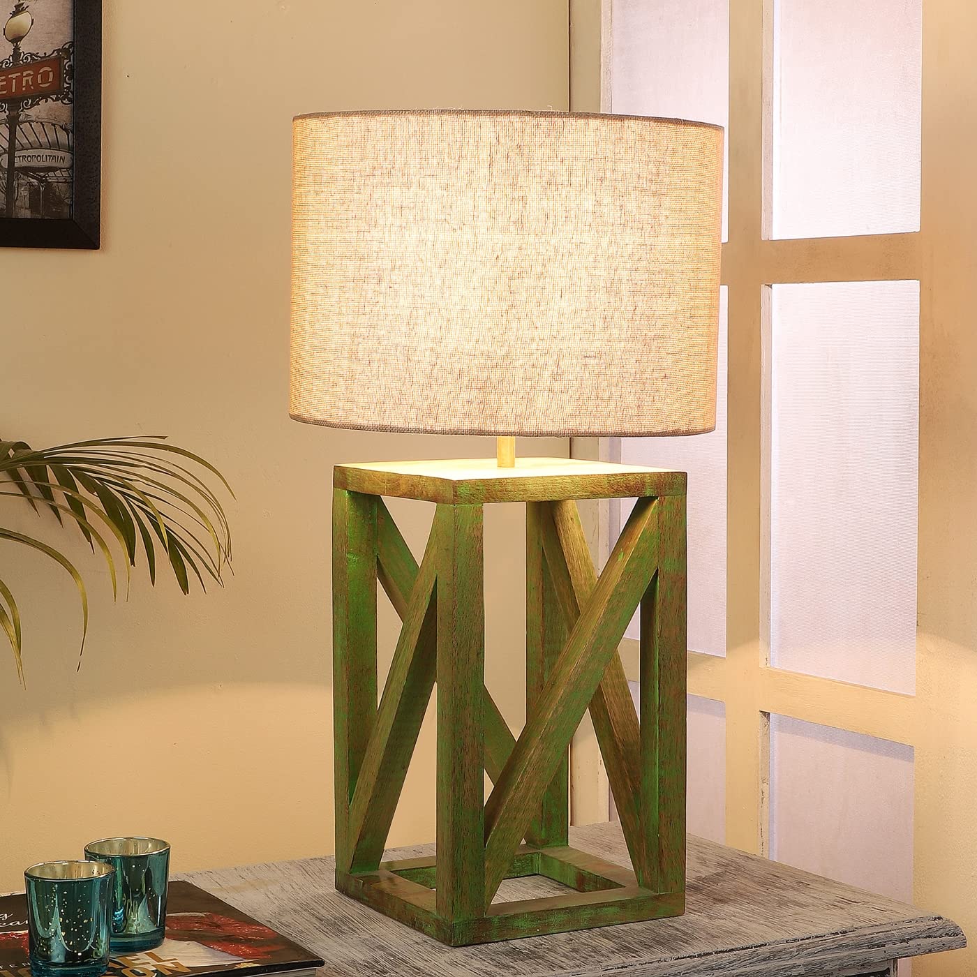 tu casa Mango Wood Table Lamp - Black & Print -17 tu casa Mango Wood Table Lamp - Black & Print -17