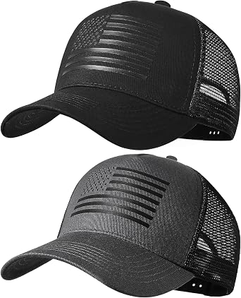 American Flag Trucker Hat,USA Hat for Men Women Snapback Baseball Cap Adjustable Breathable Mesh Side Durable Hats