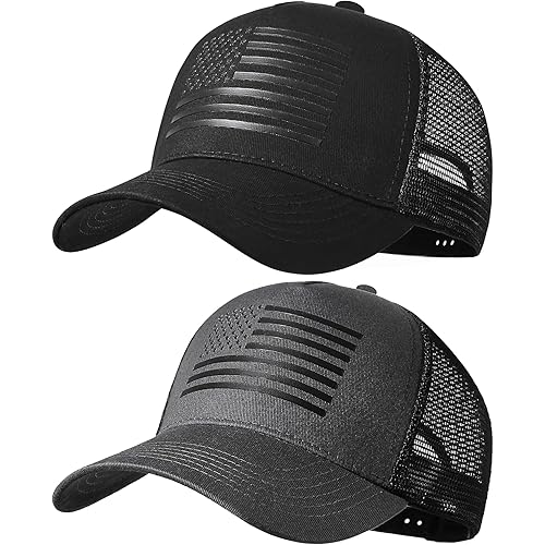 American Flag Trucker Hat USA Hats for Men Women Snapback Baseball Cap Breathable Mesh Side Durable Adjustable Wear