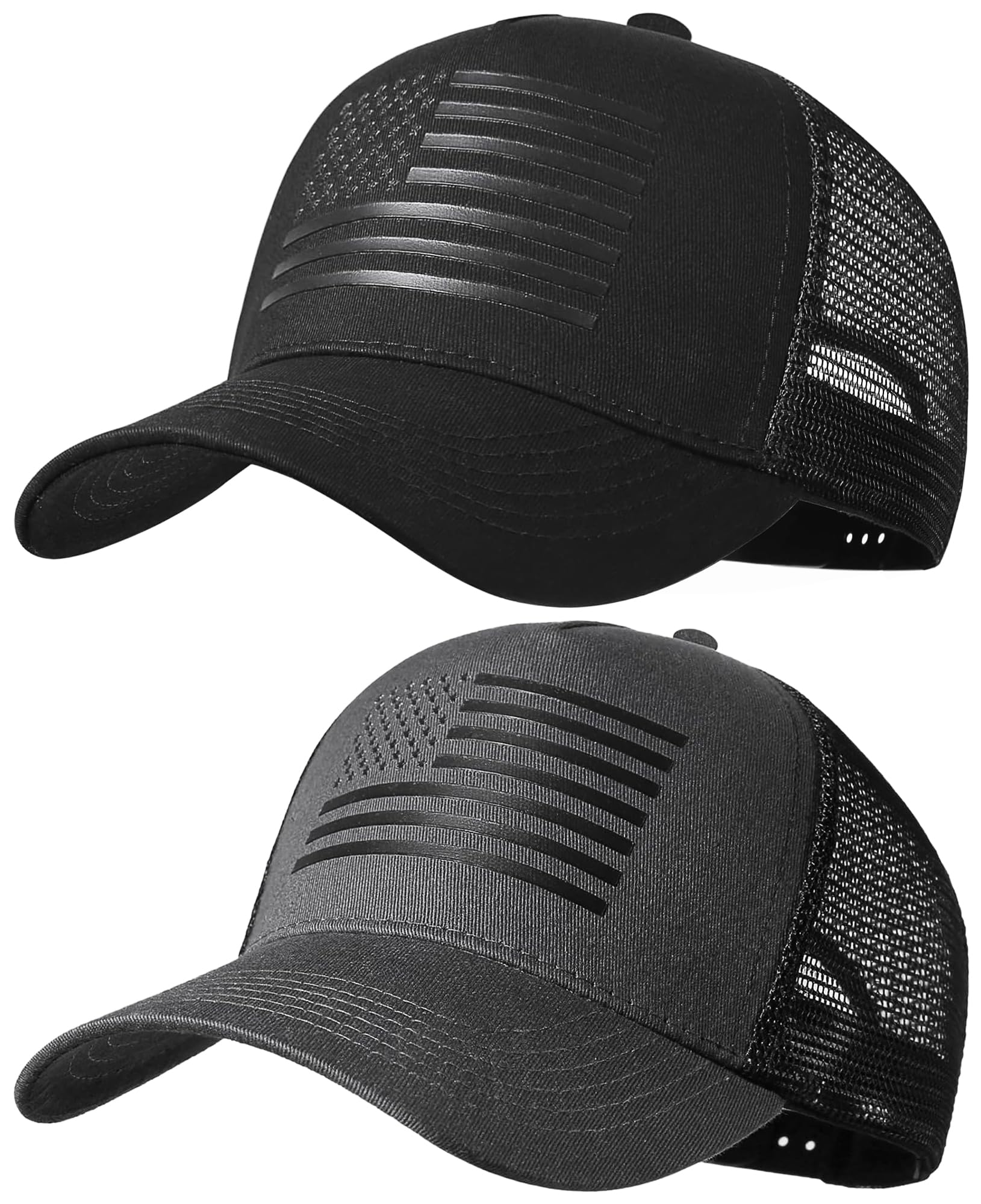American Flag Trucker Hat with Breathable Mesh Side